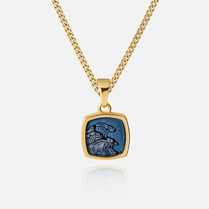 Wave Pendant in Gold on Cuban chain