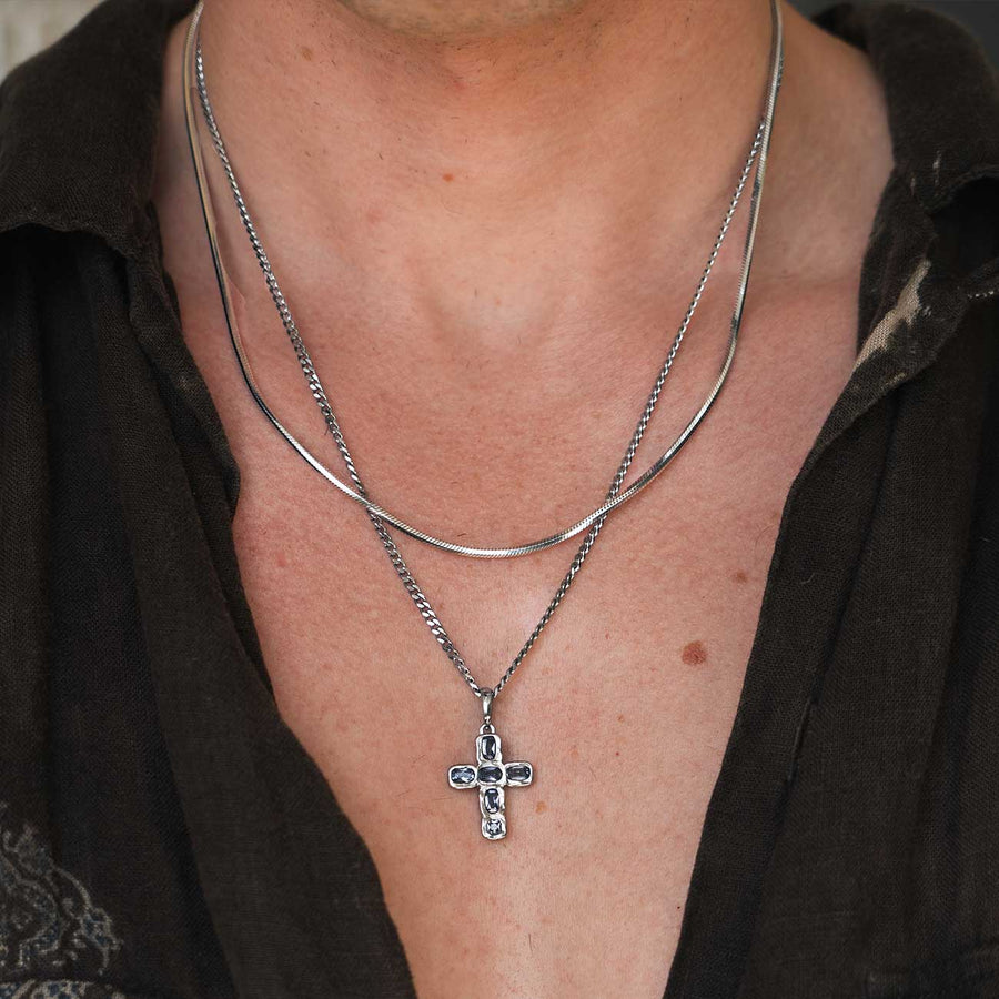 Gemstone Cross Pendant - Tanzanite