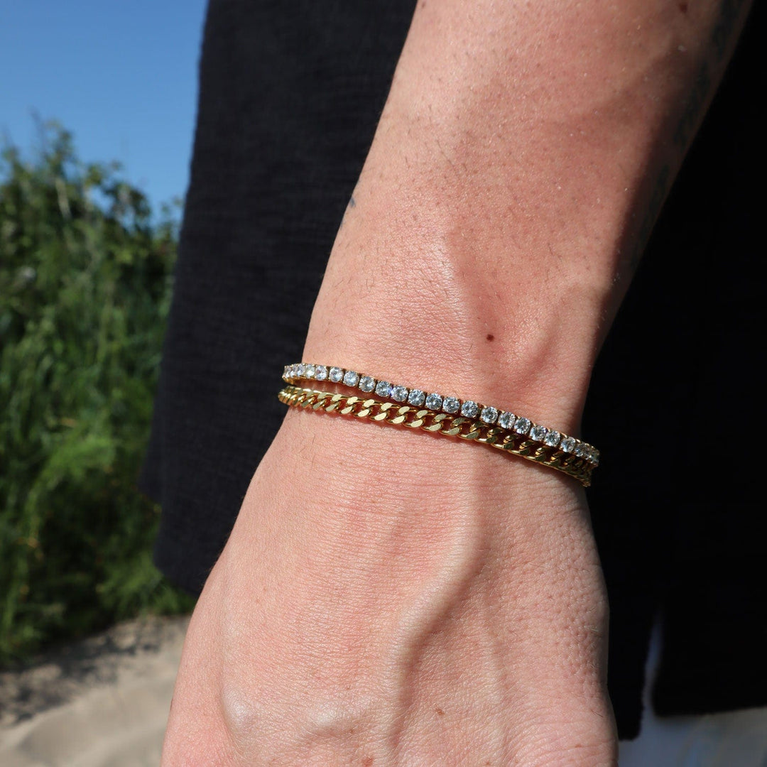 3mm Tennis + 4mm Cuban Bracelet Set | Premium Bracelet Set | GASPER.CO